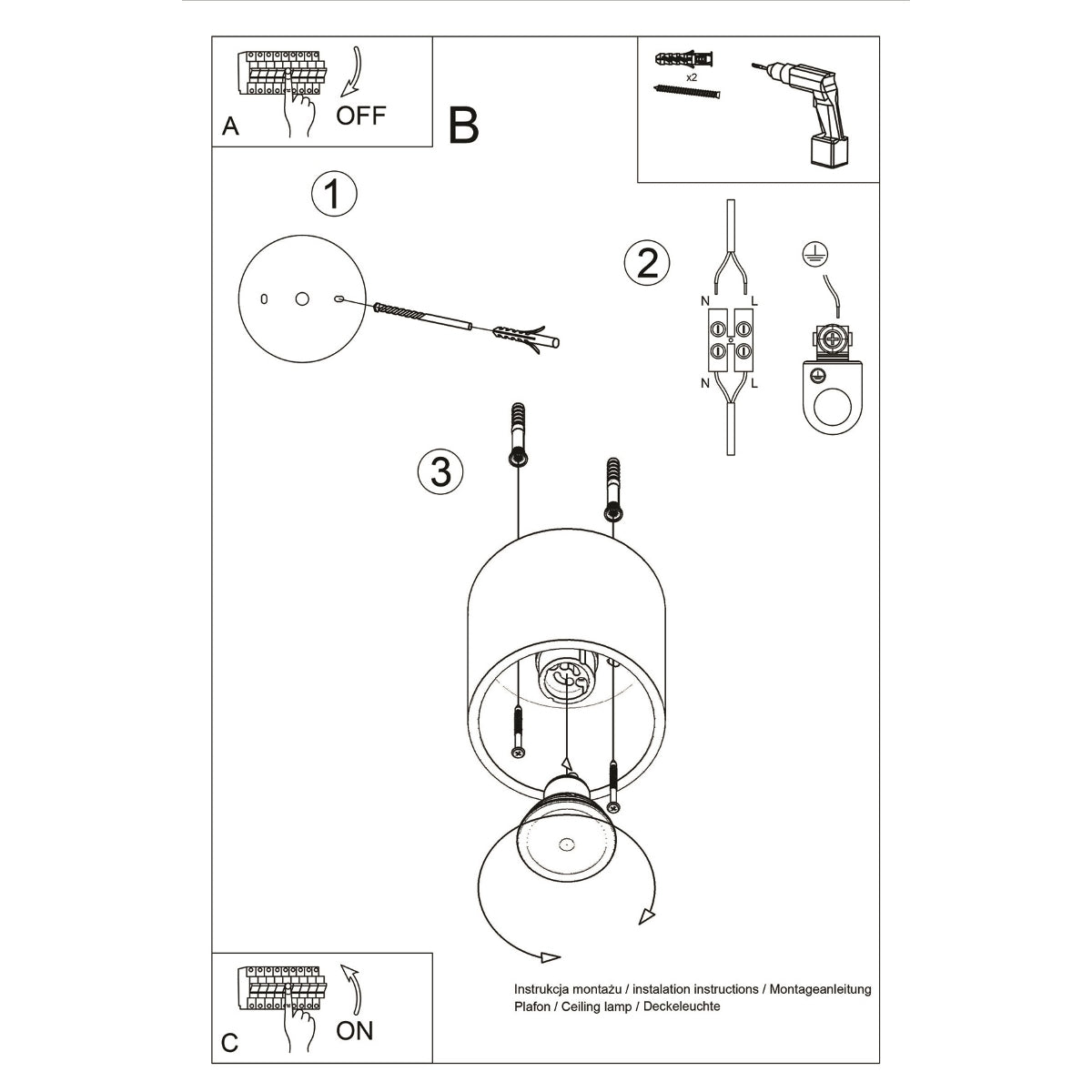 Gray LED Cylinder Ceiling Light