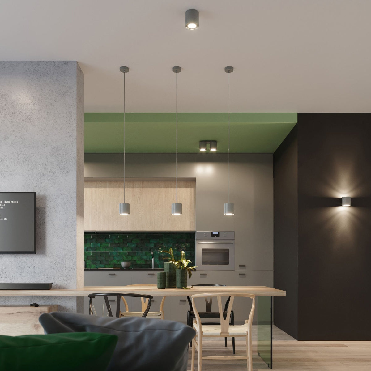 Gray LED Cylinder Ceiling Light
