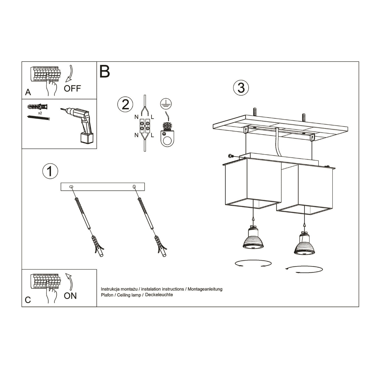 Double Cube LED ceiling light grey