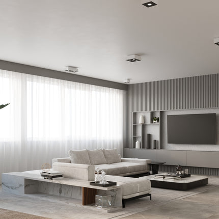 Lámpara de techo LED cuádruple refinada en blanco