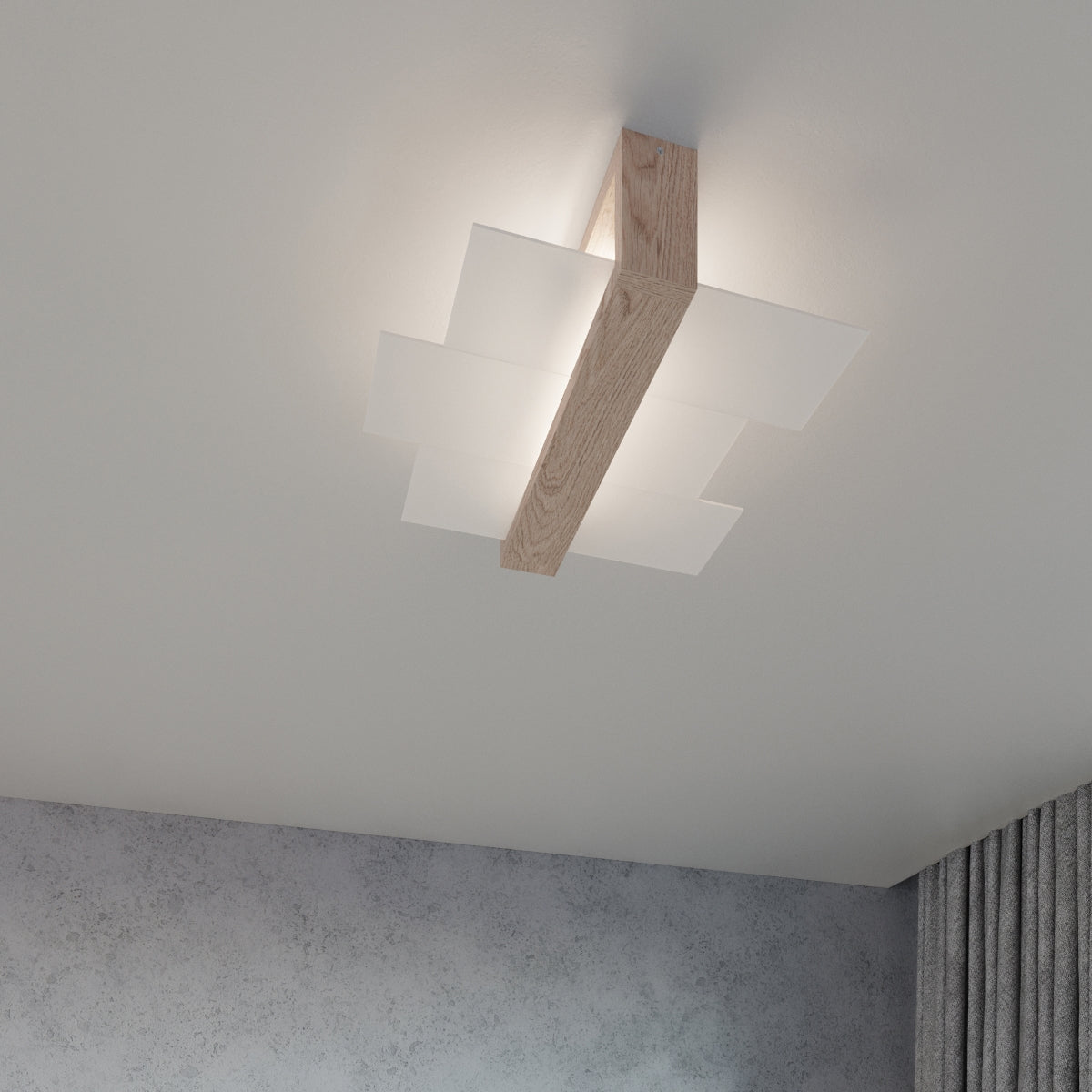 Triple Horizontal Wood Panel Ceiling Light