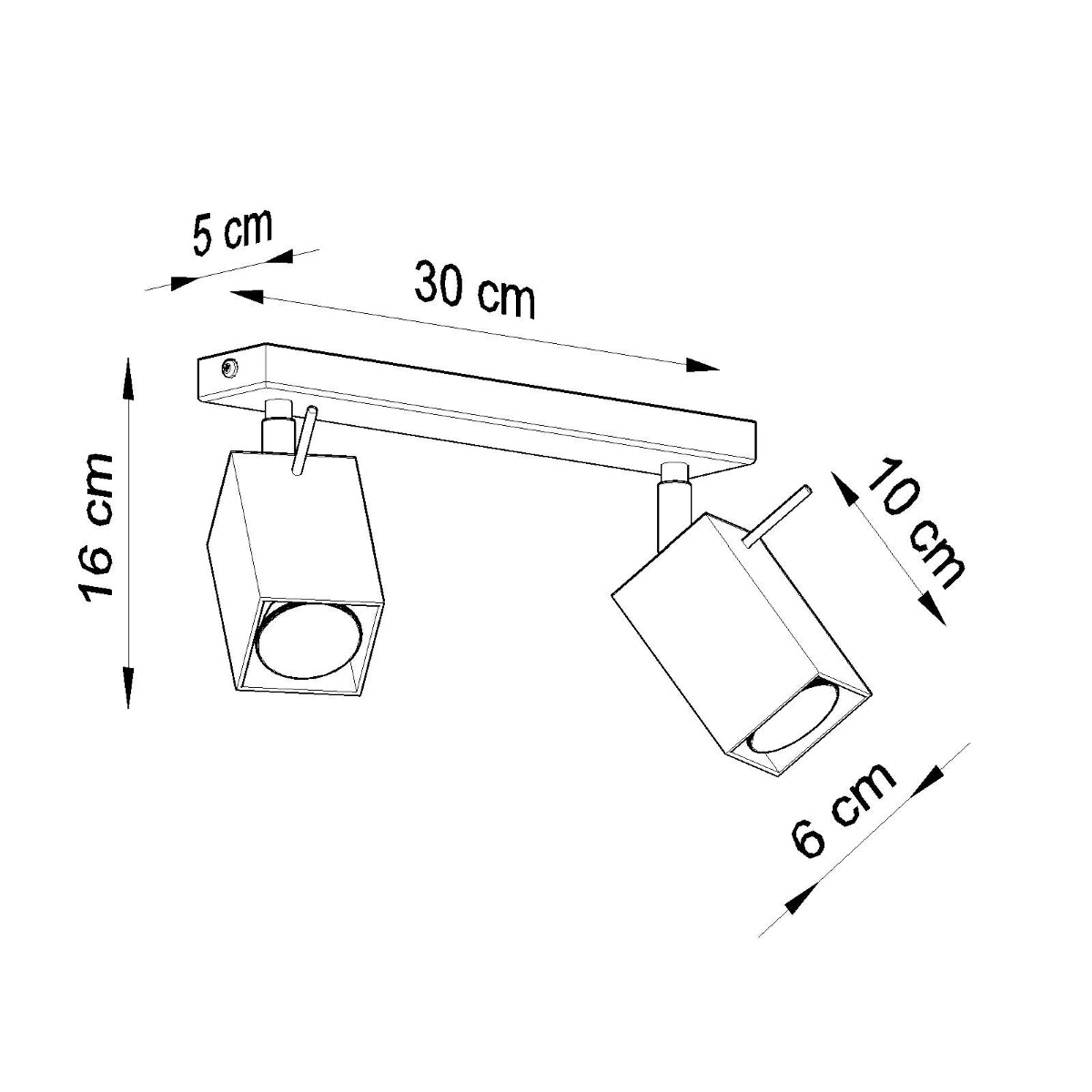 Square Directional Ceiling Light 2 LED white