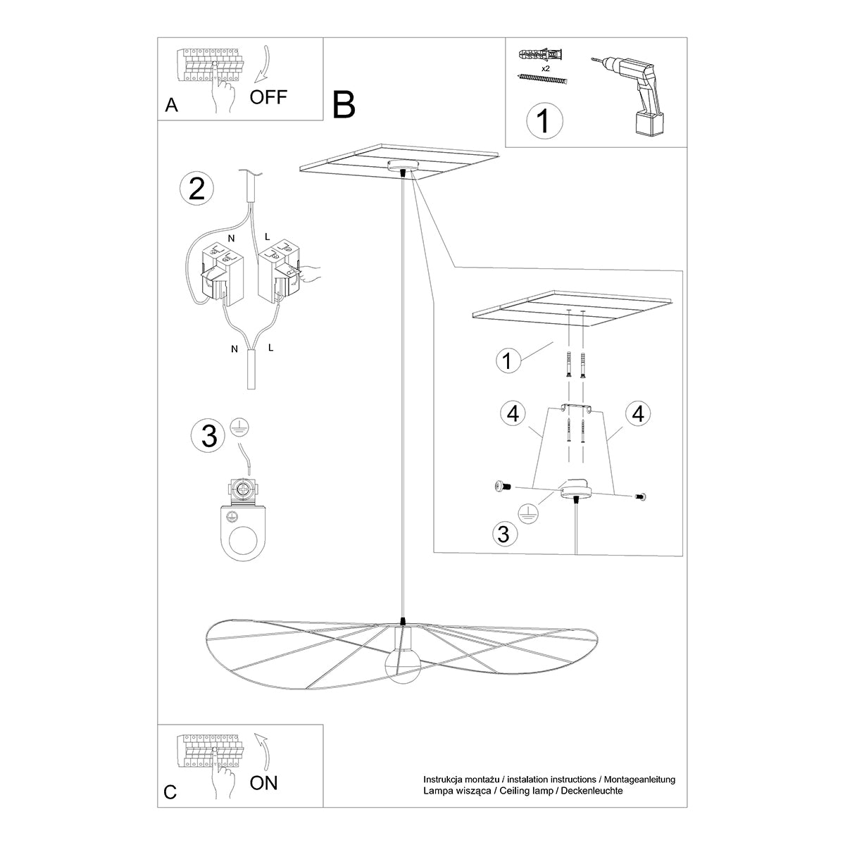 Suspension Modulable Circulaire 110 noir
