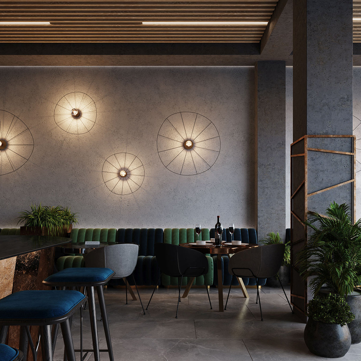 Runde modulare Wand-/Deckenleuchte 110 cm