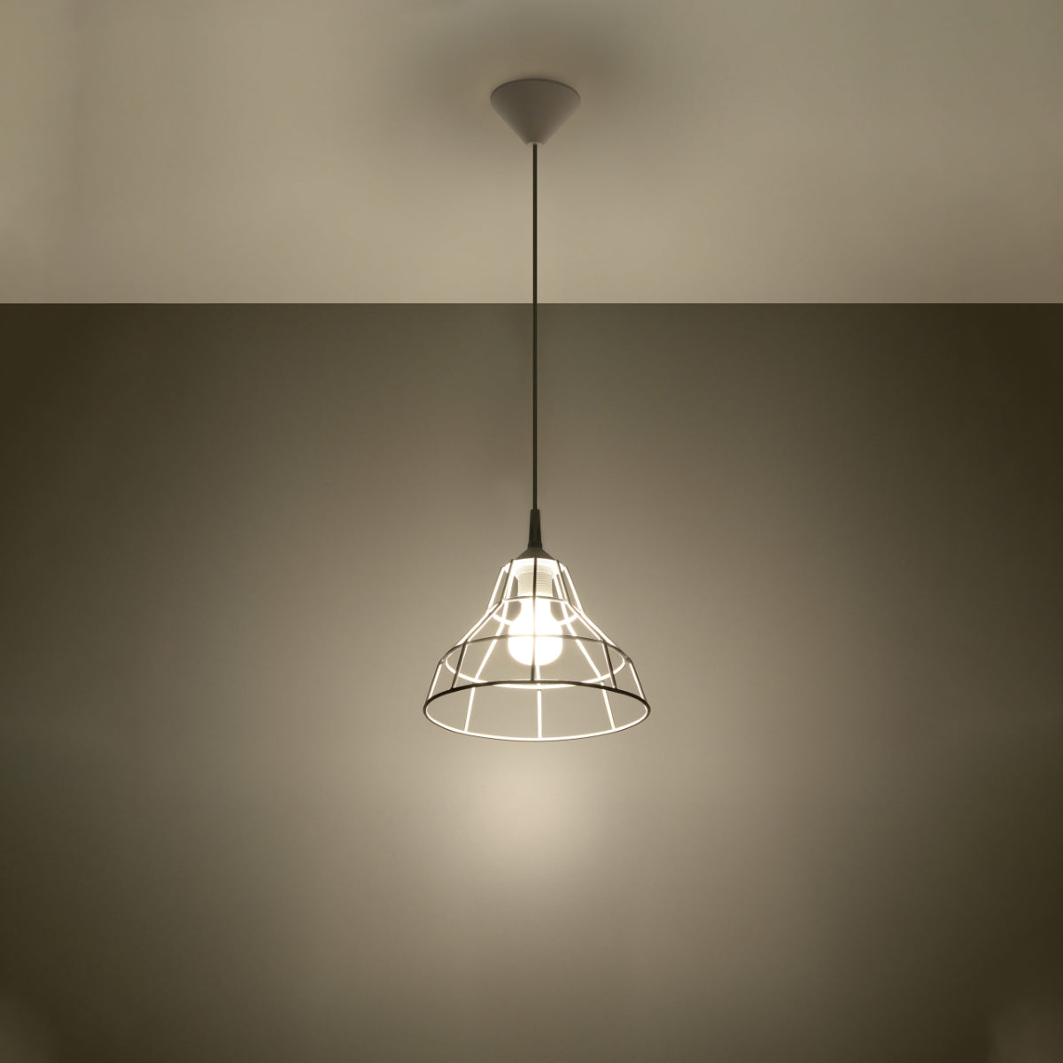 Scandinavian Cage hanging lamp in white