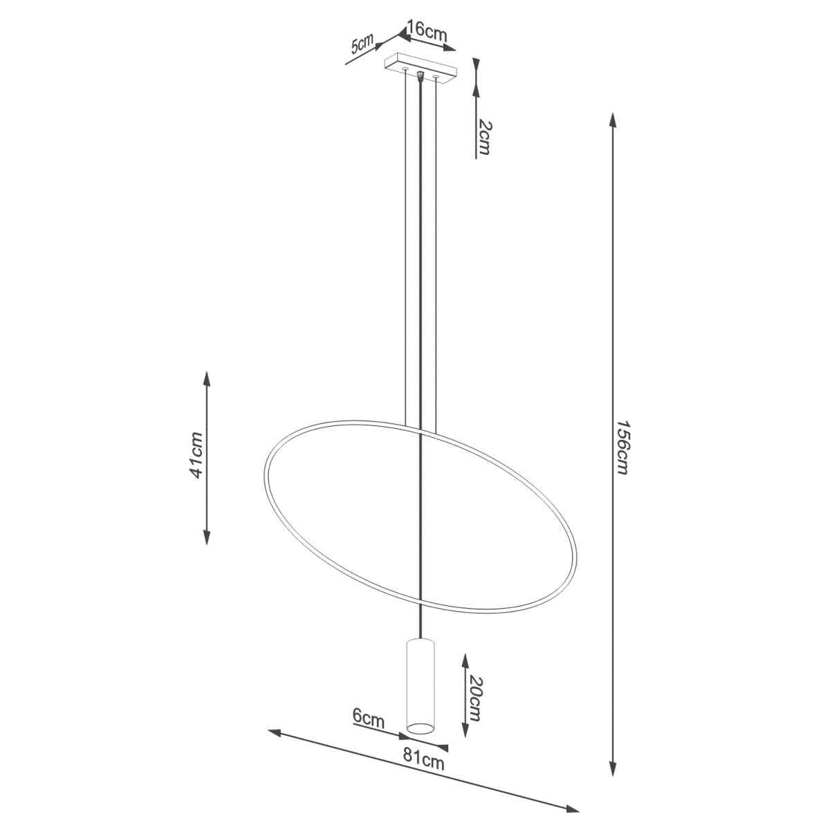 Lampe suspendue Ovale en Acier 1 noir