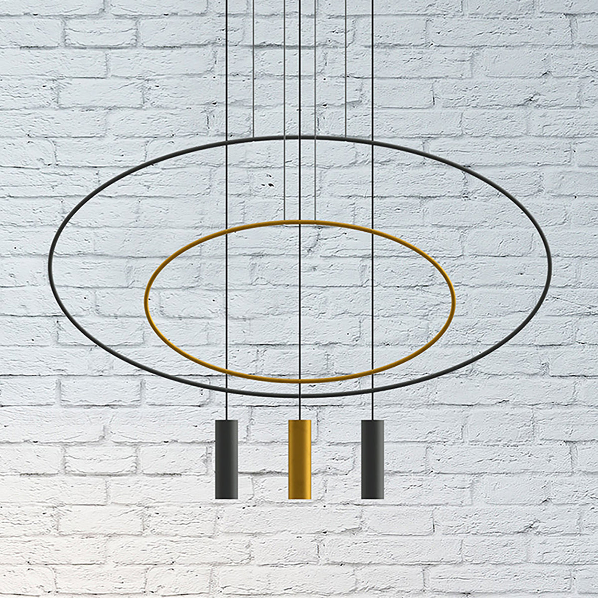 Lampe suspendue Ovale en Acier 1 noir