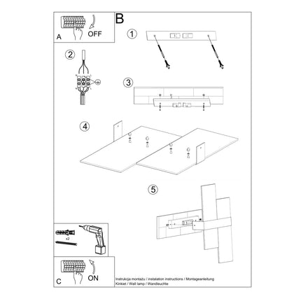 Aplique de pared cromado con placa de vidrio doble