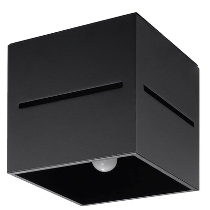 Lámpara de techo de cubo abierto negra