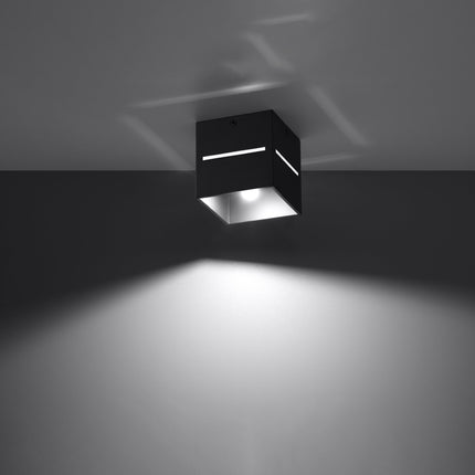 Lámpara de techo de cubo abierto negra