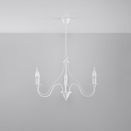 Lámpara de araña moderna blanca de 3 velas