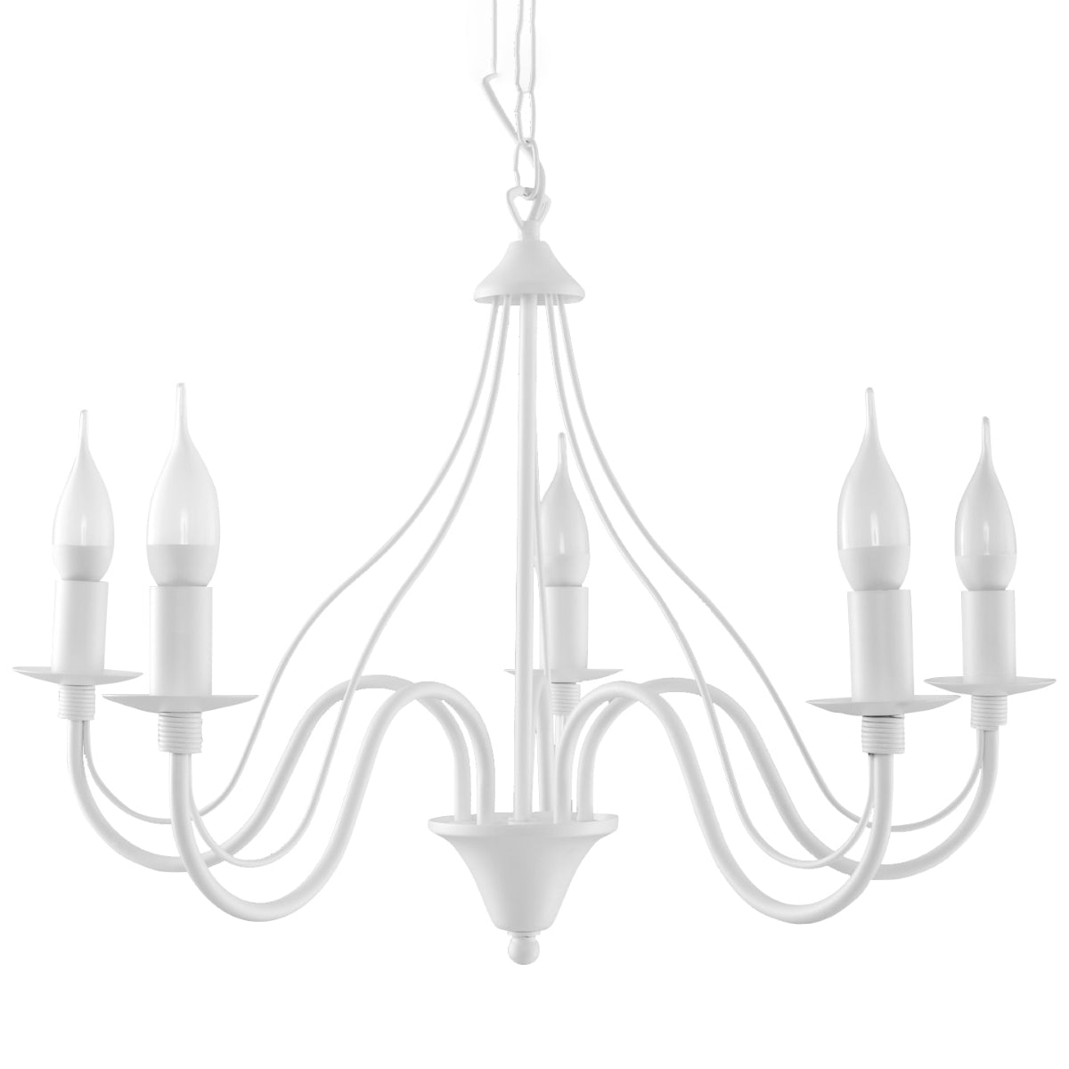 Modern white 5 candle chandelier