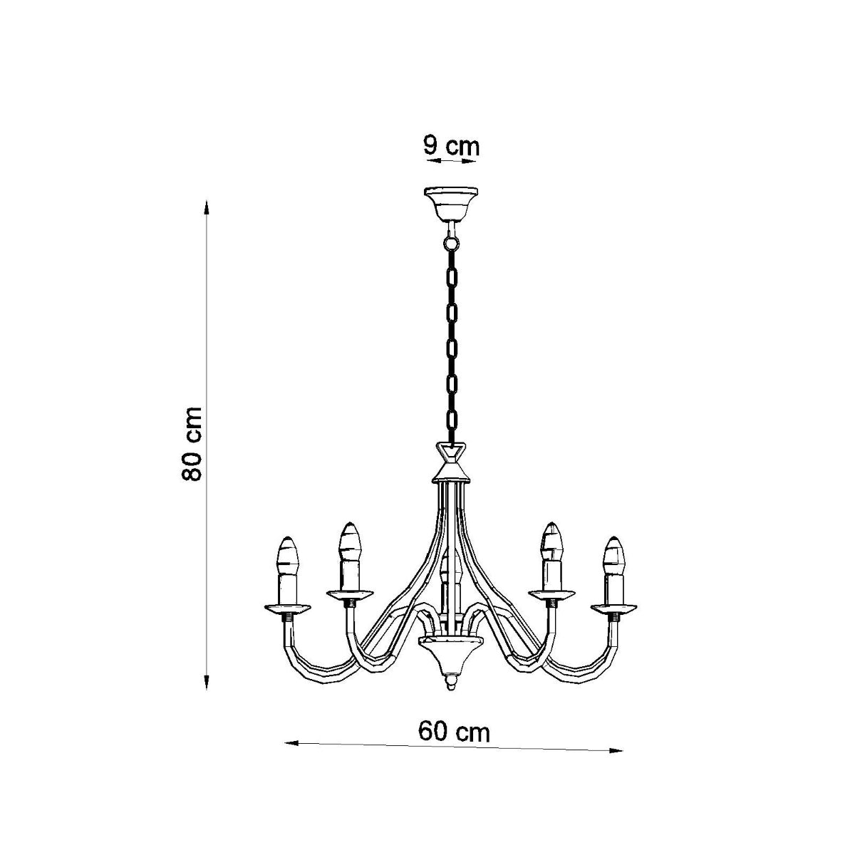 Modern white 5 candle chandelier