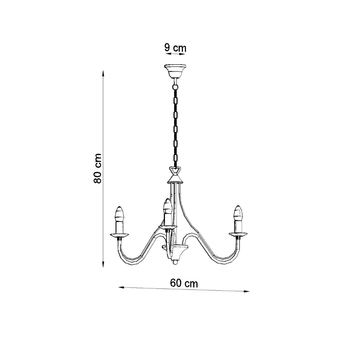 Lustre 3 Bougies Moderne noir