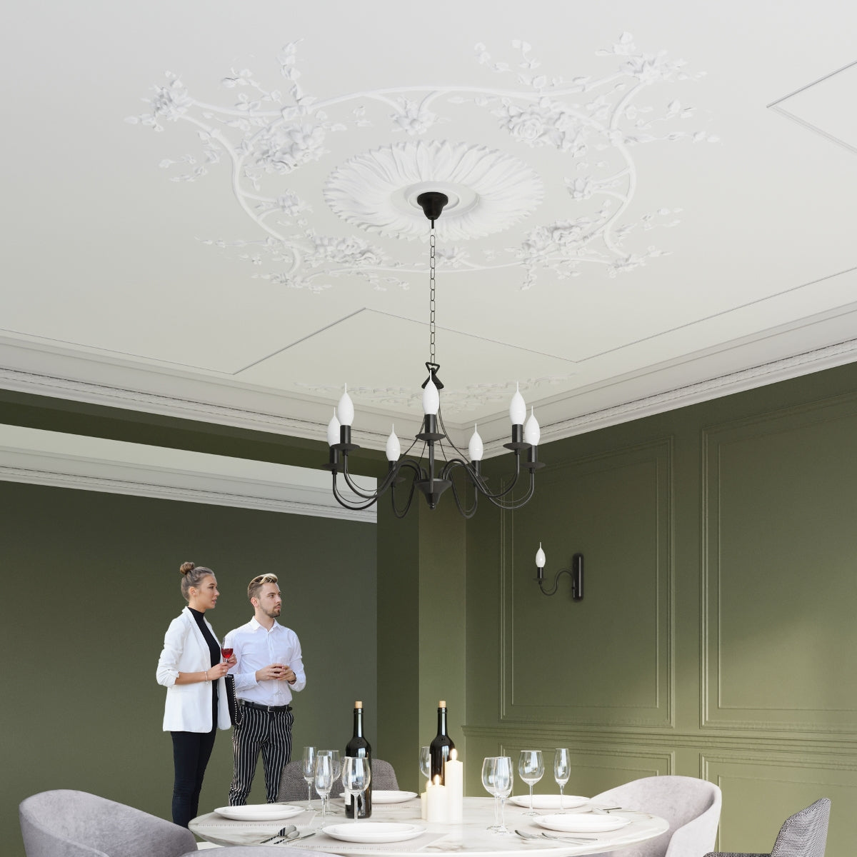 Modern black 5-candle chandelier