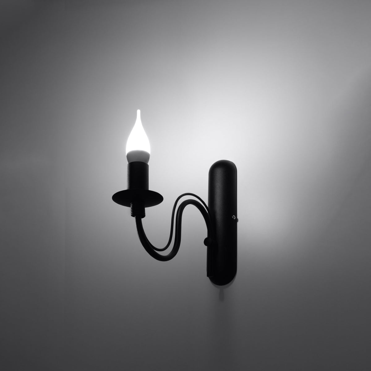 Modern black candle wall light