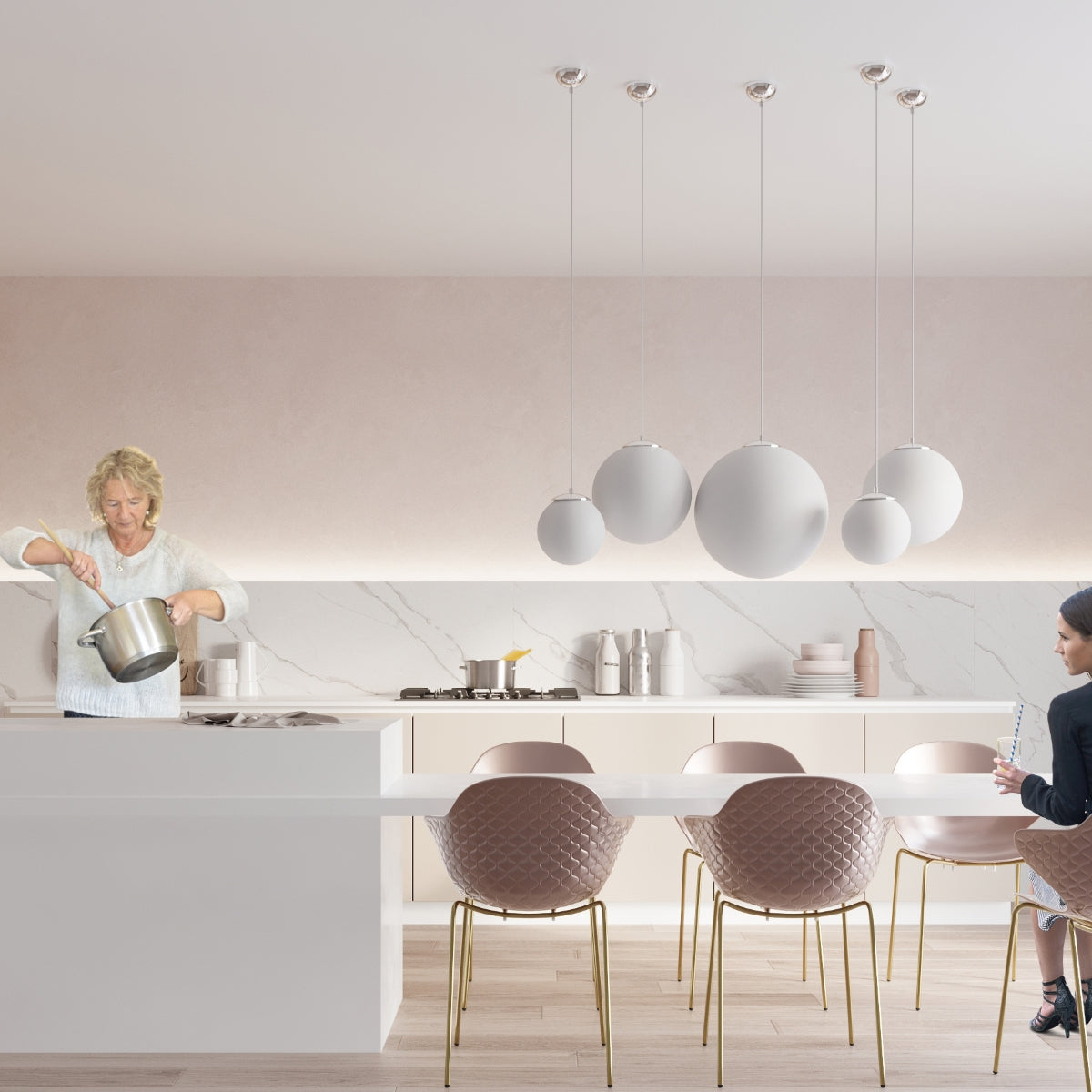 Sphere 20 chrome pendant lamp