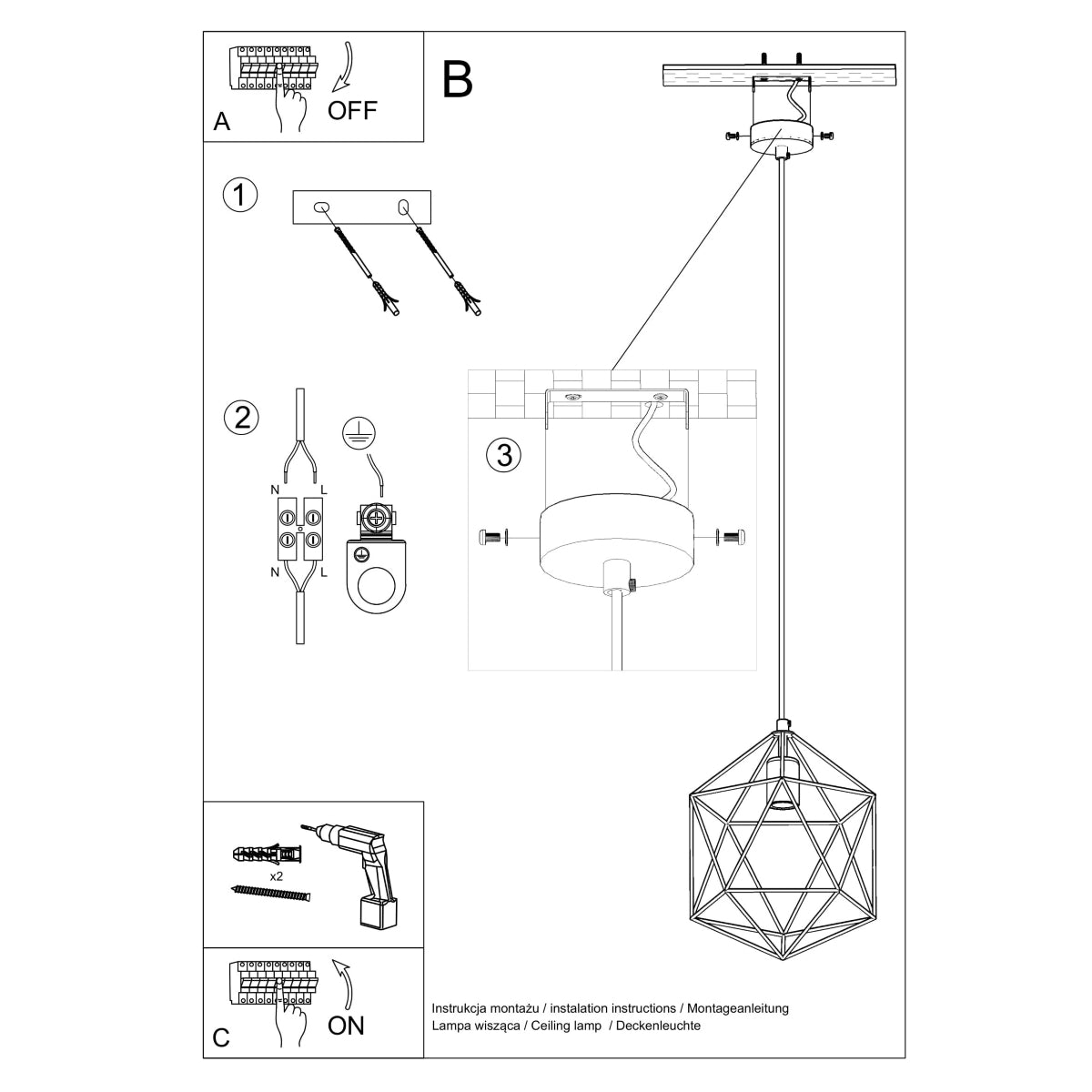 Lampe à suspension Gaspare noir