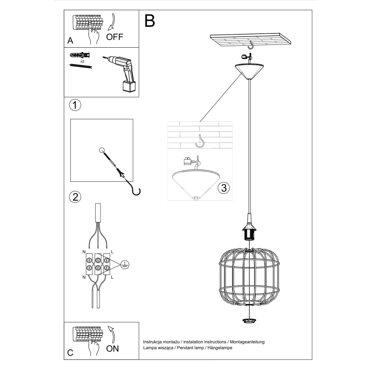 Celta white hanging lamp
