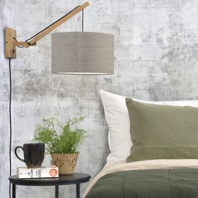Applique Murale Andes Naturel avec Abat-Jour Éco Lin Foncé