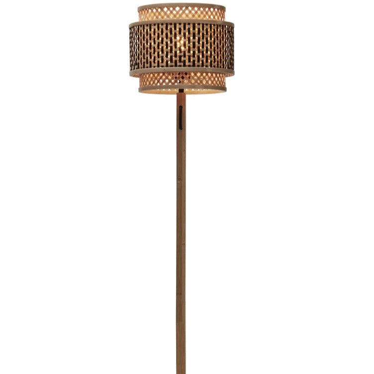 Bhutan Bamboo Floor Lamp Black and Natural 130cm