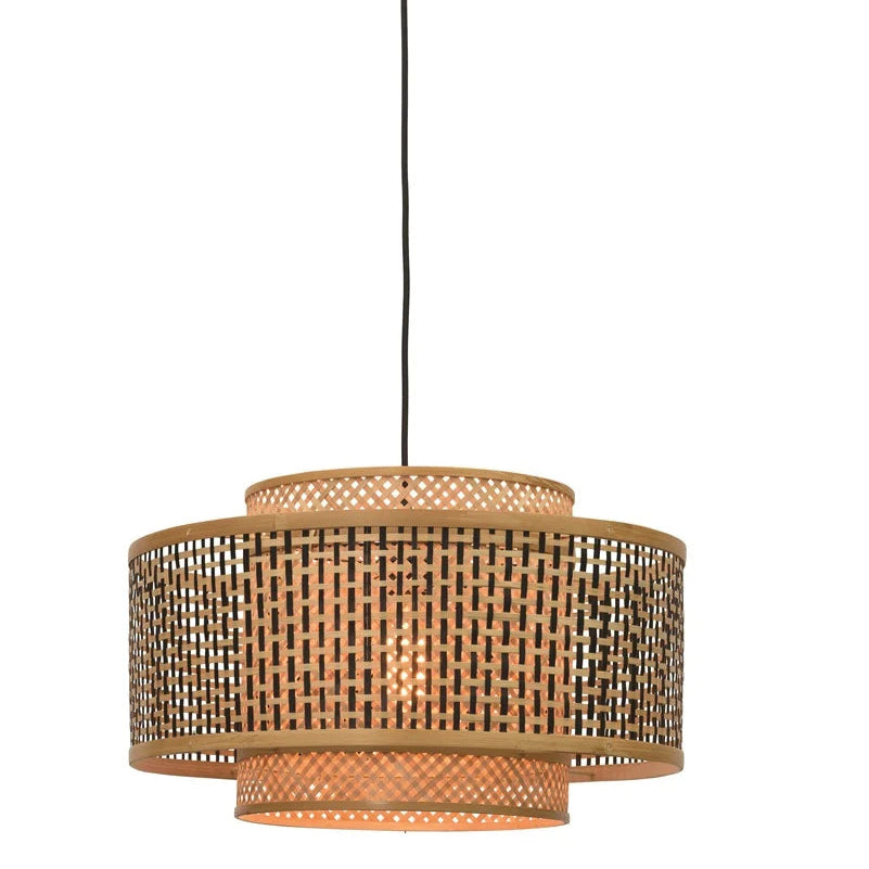 Suspension Bhutan Bambou Noir et Naturel Ø50cm