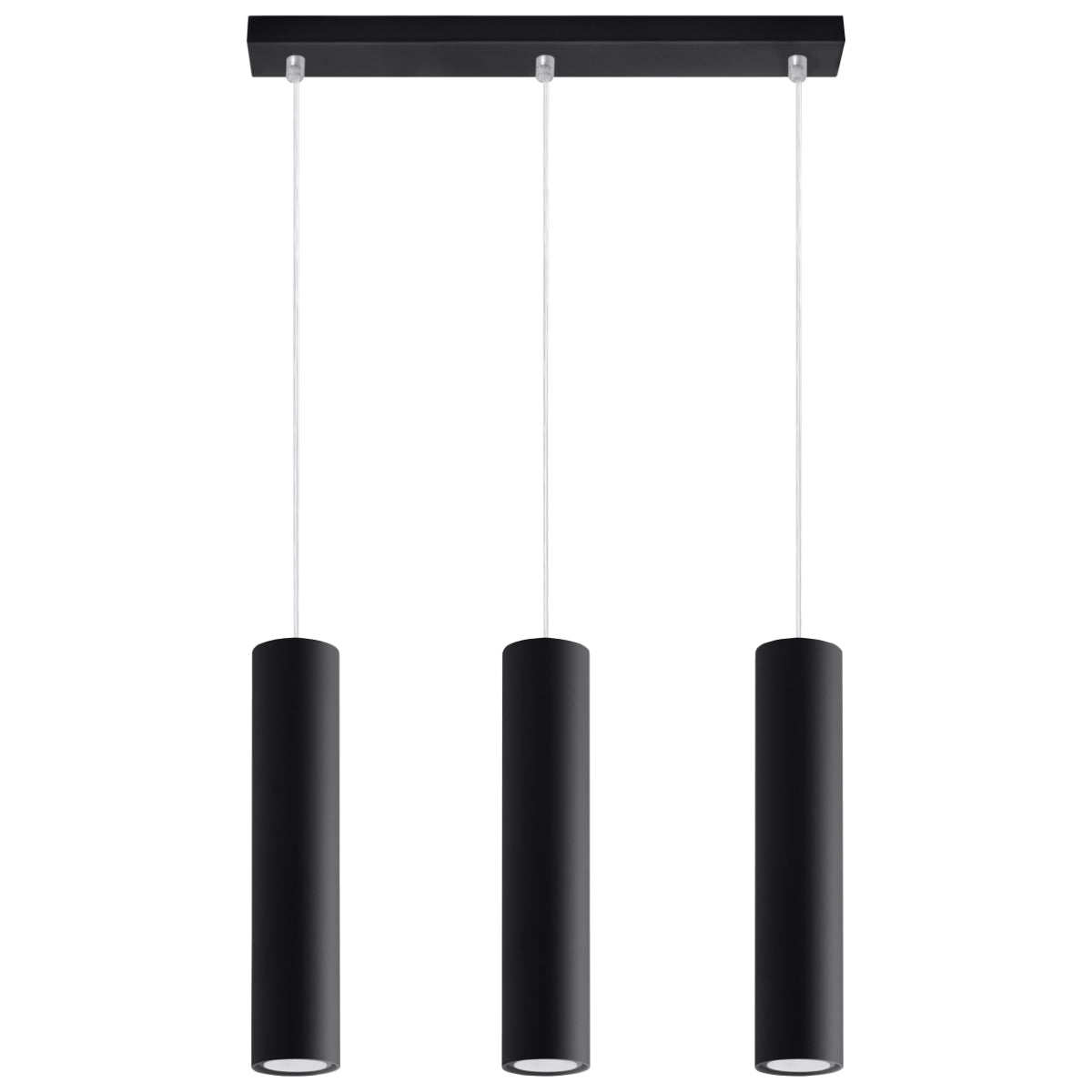 Long Cylinder 3 Black Pendant Lamp
