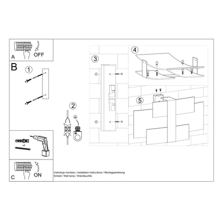 Aplique de pared con panel de vidrio cromado