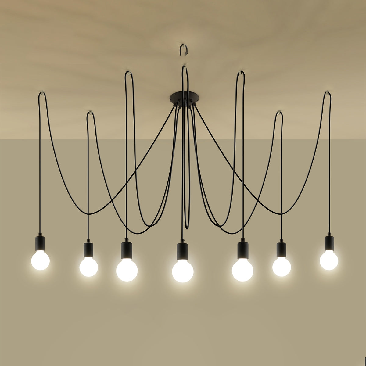 Minimalist Cable Chandelier 7 black