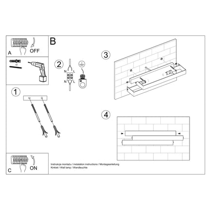 Weiße dreistufige Wandleuchte