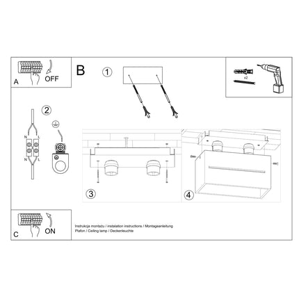 Lámpara de techo rectangular abierta blanca