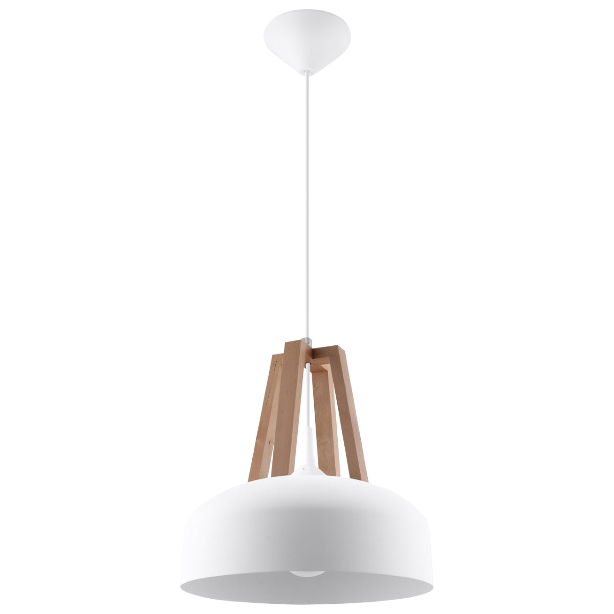 Lampe pendante Dôme blanc/bois naturel