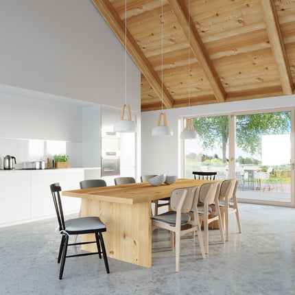 White Dome/Natural Wood Pendant Lamp