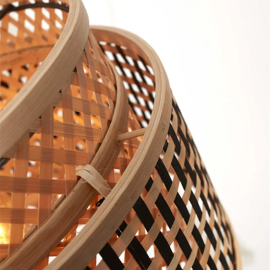 Bhutan Bamboo Floor Lamp Black and Natural 130cm