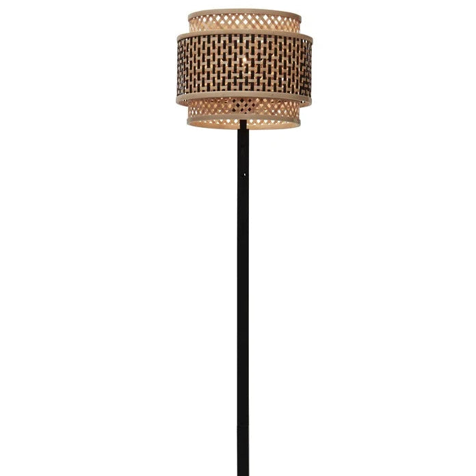 Lampadaire Bhutan Bambou Noir et Naturel 130cm