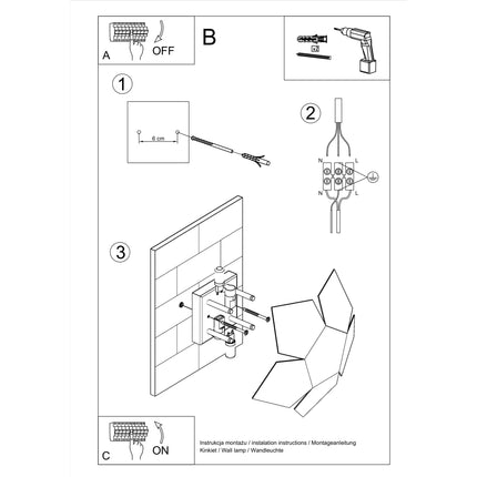 Lámpara de pared geométrica pentagonal negra