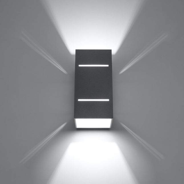 Minimalistische Block-Wandleuchte aus grauem Aluminium