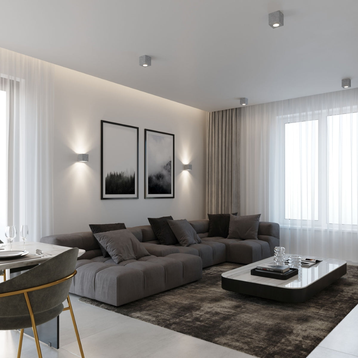 Concrete LED Cube Ceiling Light