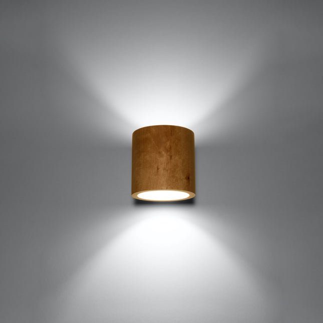 Cylindrical Shape Wall Light Natural Wood