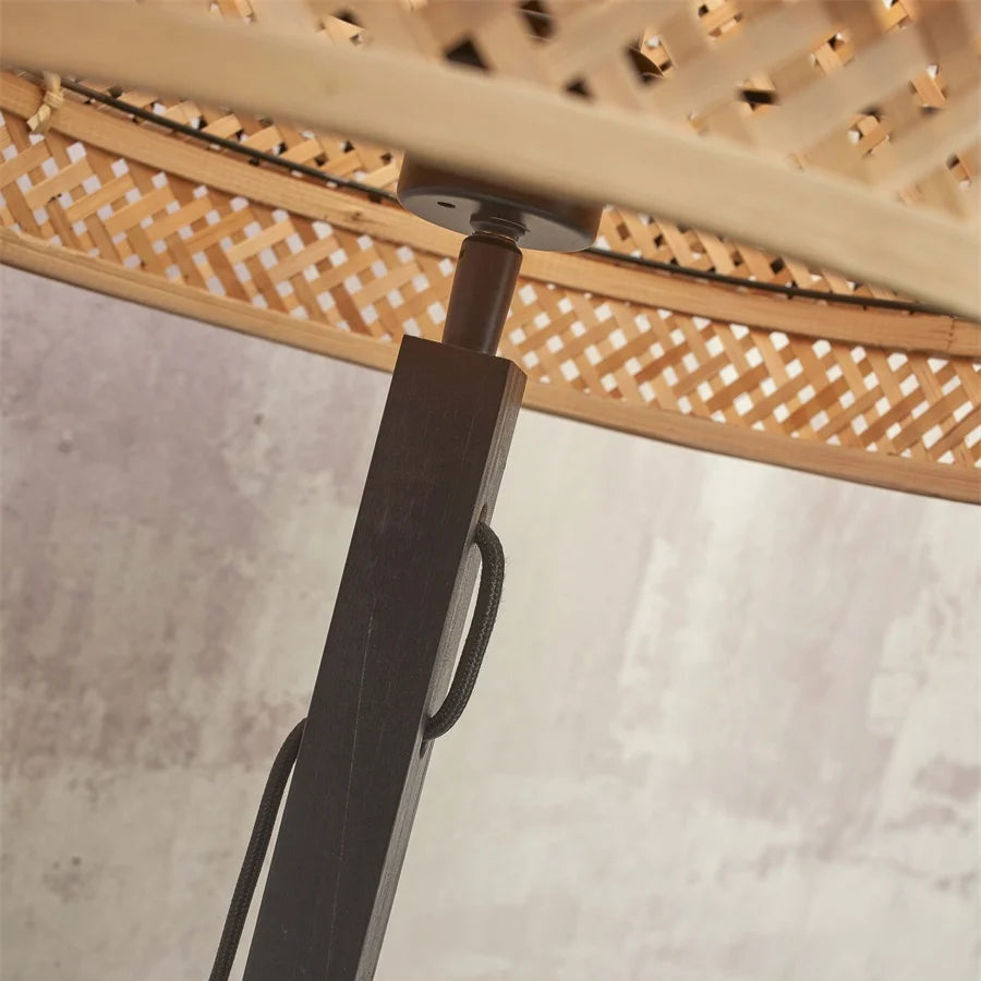 Lampadaire Bhutan Bambou Noir et Naturel 130cm