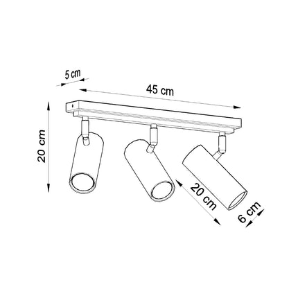 Lámpara de techo de tubo ajustable 3 negra