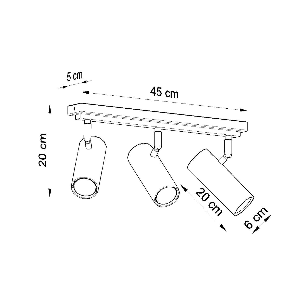 Plafonnier Tube Ajustable 3 noir