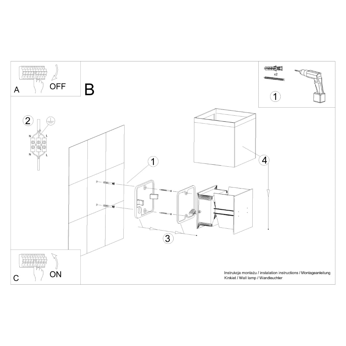 Black Square LED IP54 Wall Light