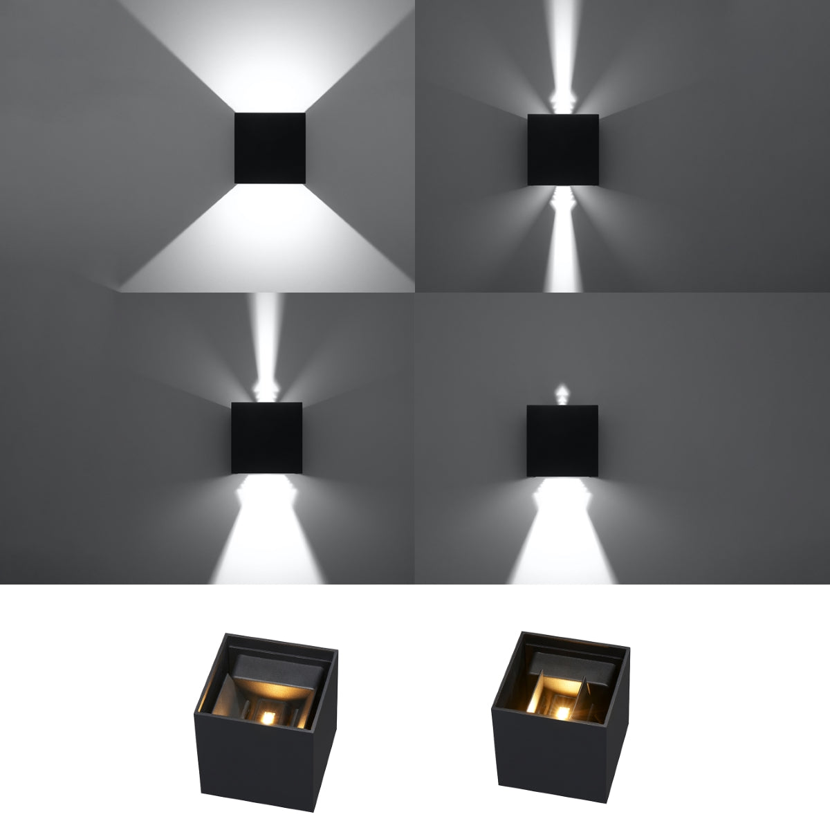 Black Square LED IP54 Wall Light