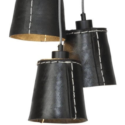 Suspension Amazon 3 Abat-jours Caoutchouc Recyclé Noir 40 cm