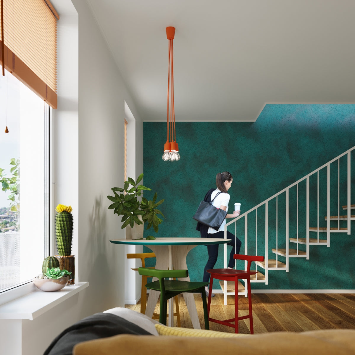 Lampe pendante Ligne Pure 3 orange