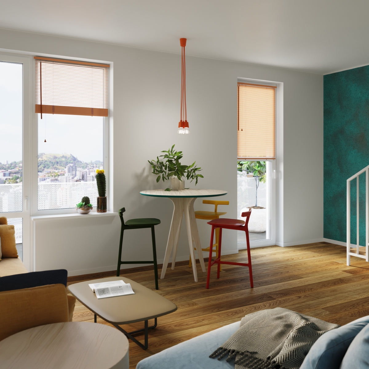 Lampe pendante Ligne Pure 3 orange