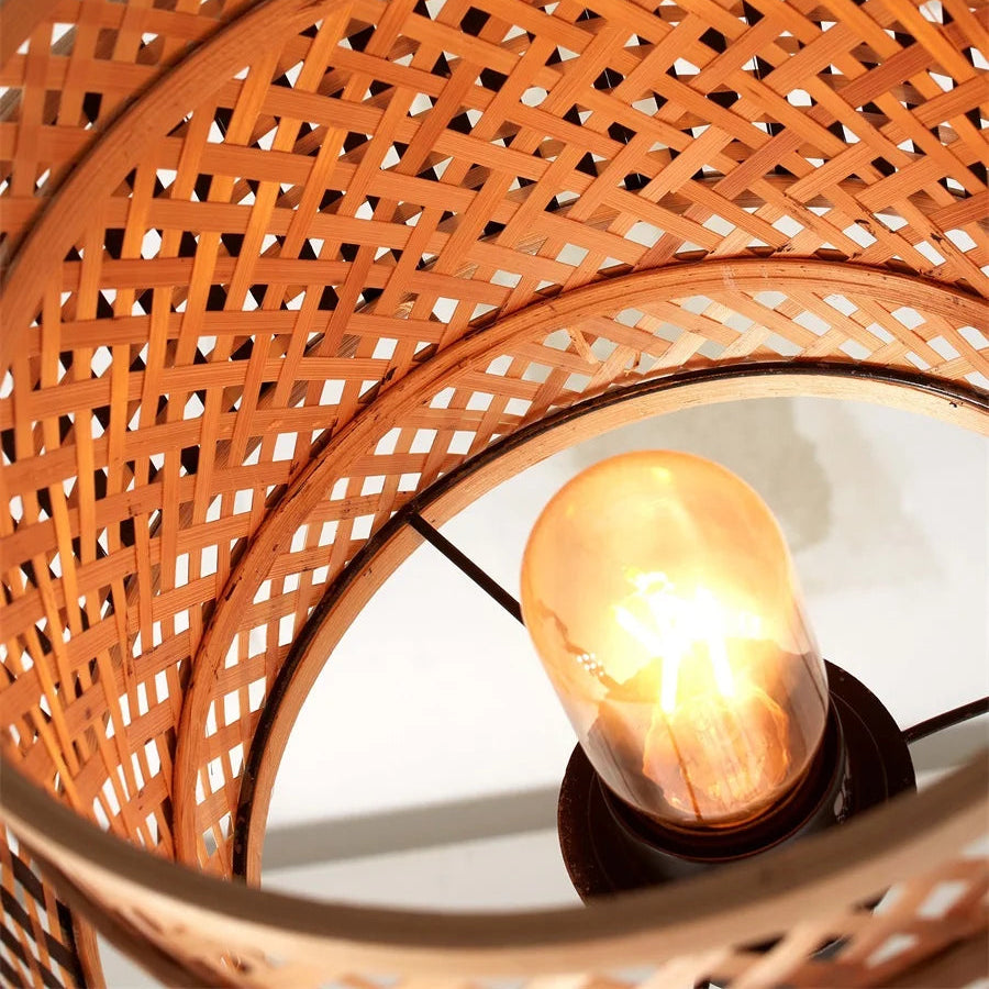 Lampadaire Bhutan Bambou Noir et Naturel 130cm