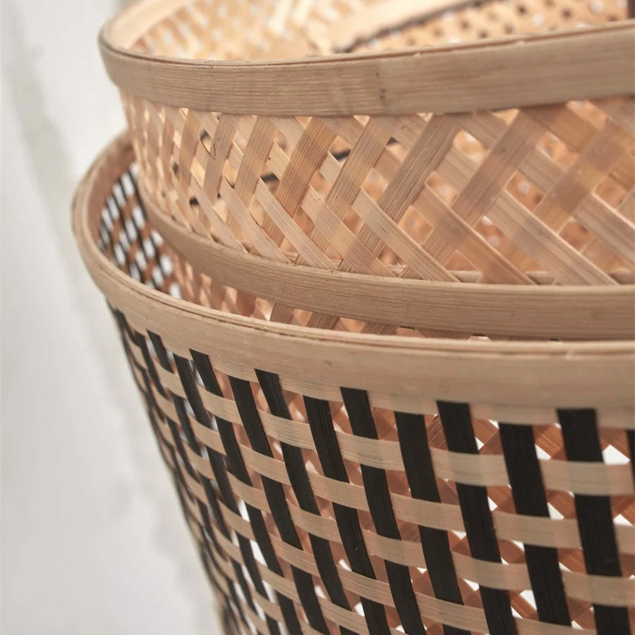 Bhutan Bamboo Floor Lamp Black and Natural 130cm