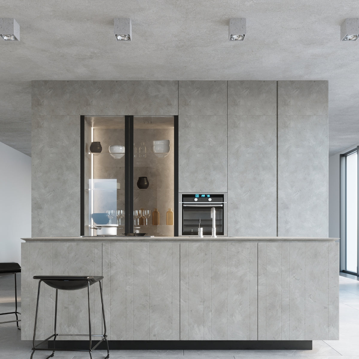 Concrete Industrial Cube Ceiling Light